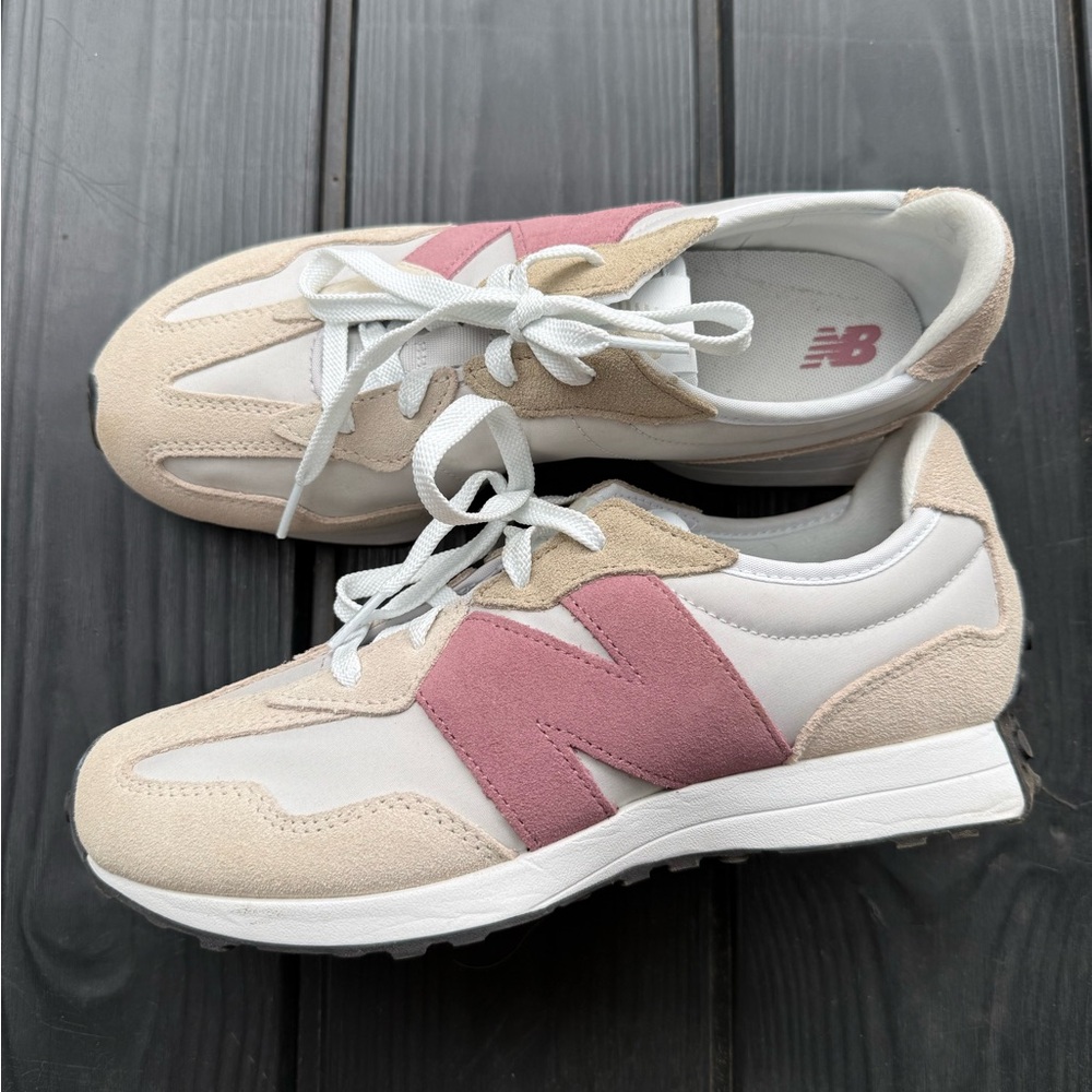 New Balance Women’s Beige and Pink Retro Runner Sneakers